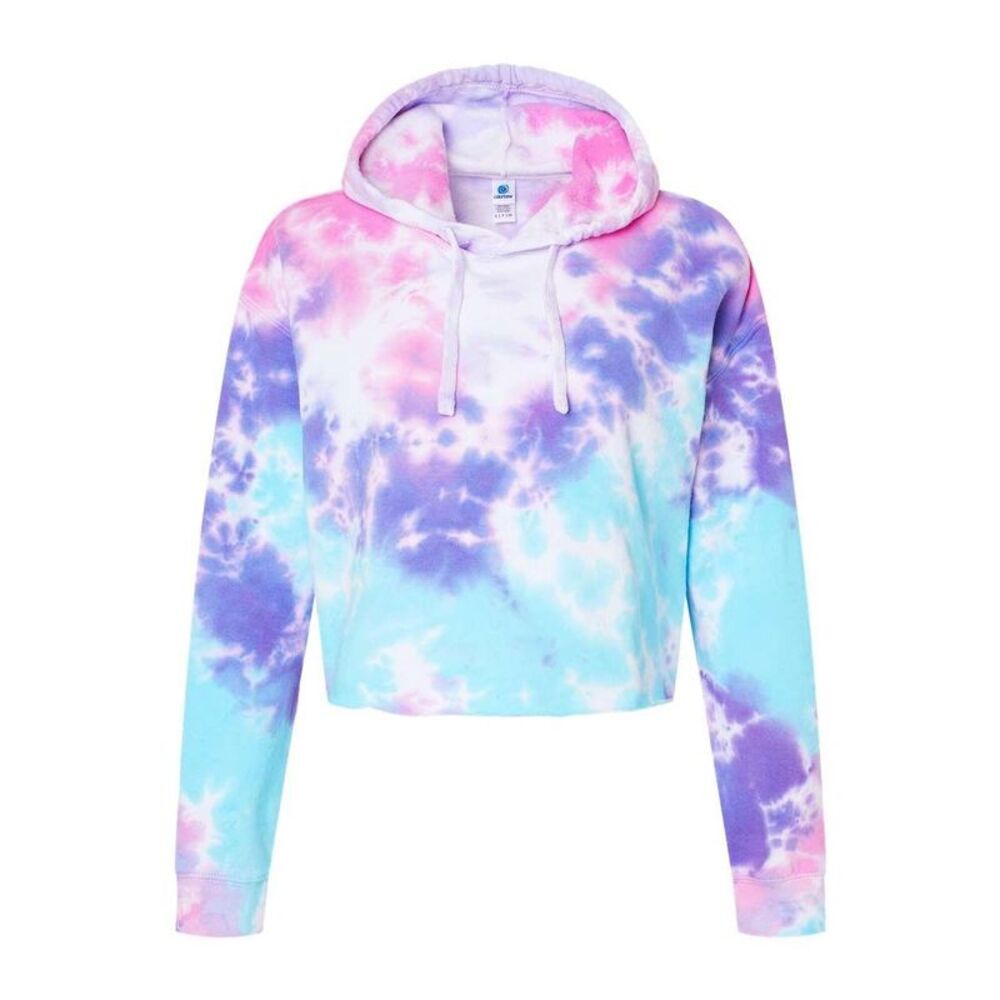 Colortone Women�'s Tie-Dyed Crop  Sweatshirt / Cotton Candy